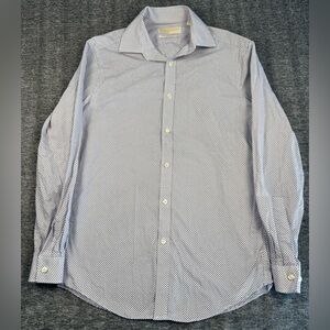 Mens Michael Kors Slim Fit  Blue & White Dress Button Down Shirt Size Medium